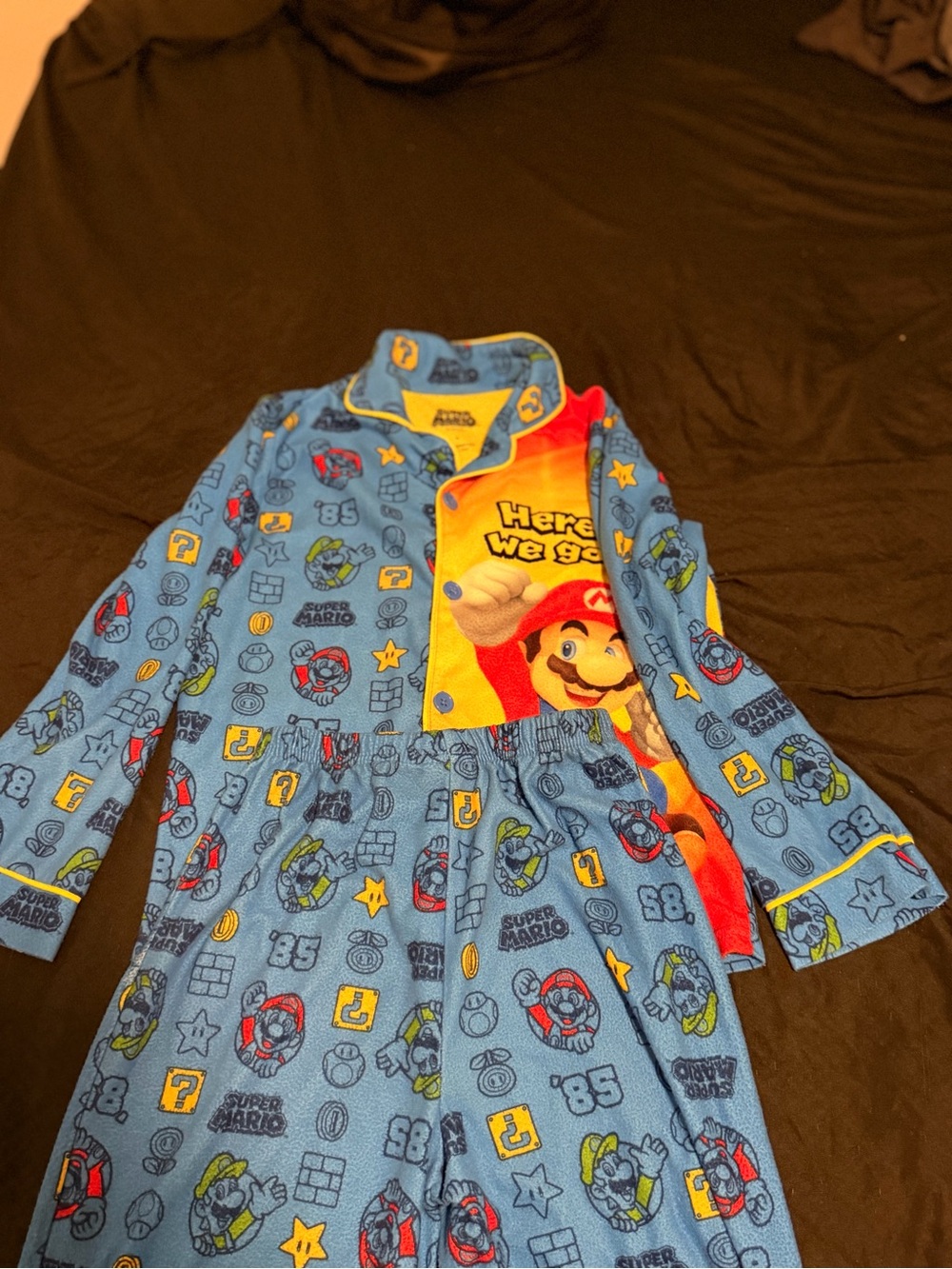 Nintendo Blue Kids Pajama Set with Character Print